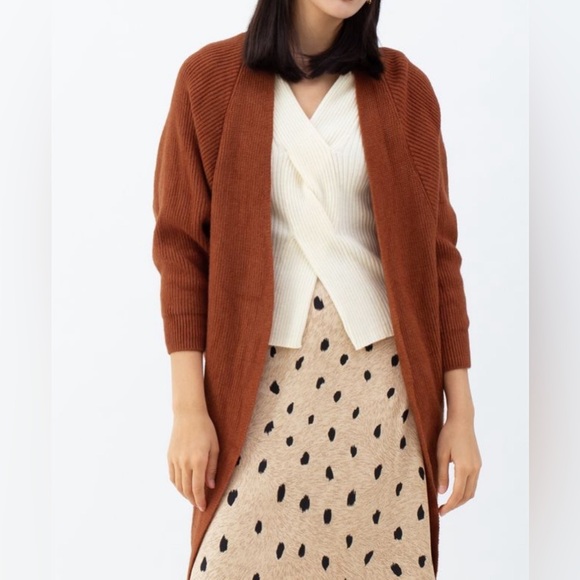Cardigan cooper color size large knitted long waist - Picture 1 of 5